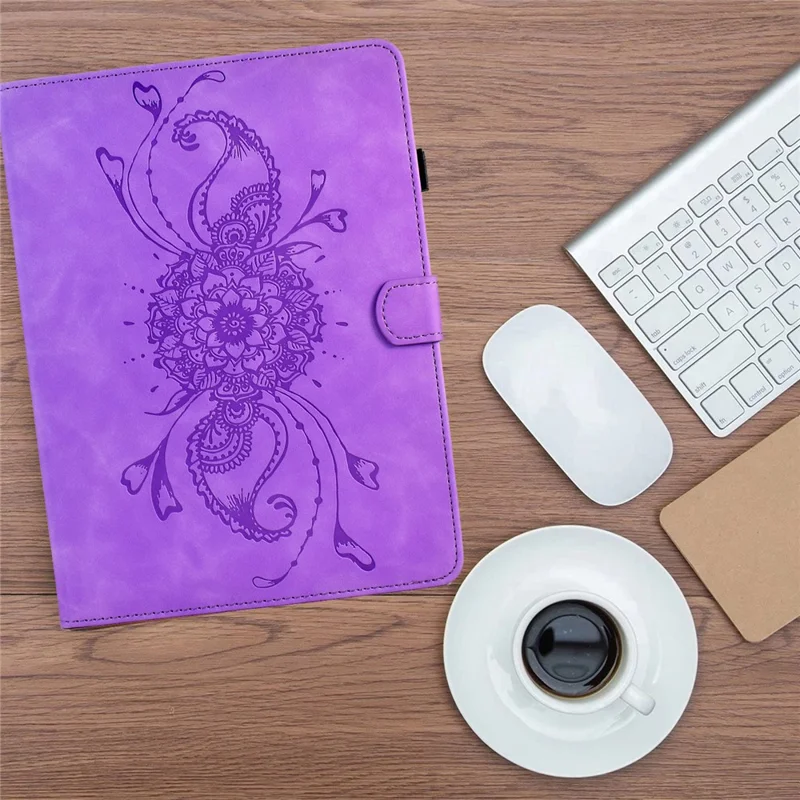 For Xiaomi Redmi Pad 2 11 Case Mandala Imprinted Leather Tablet Cover with Card Slots - Purple