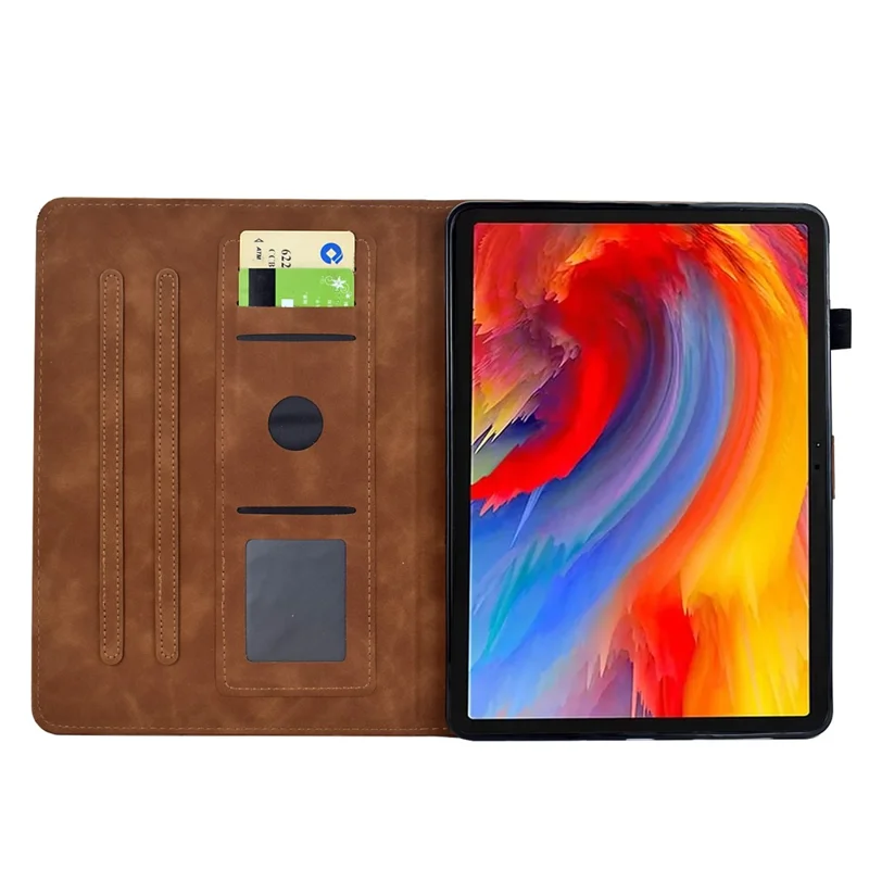 Étui pour Xiaomi Redmi Pad 2 Motif Fleur et Oiseau avec Porte-Carte en Cuir - Marron