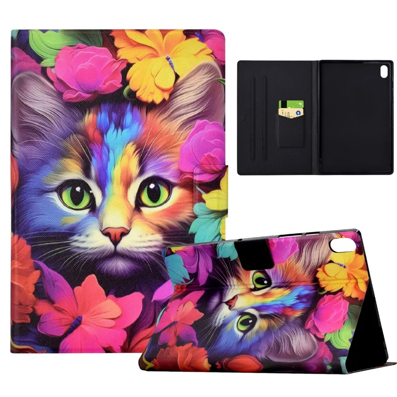 Étui pour Xiaomi Redmi Pad 2 avec Support de Carte et Motif Imprimé - Chat Rose