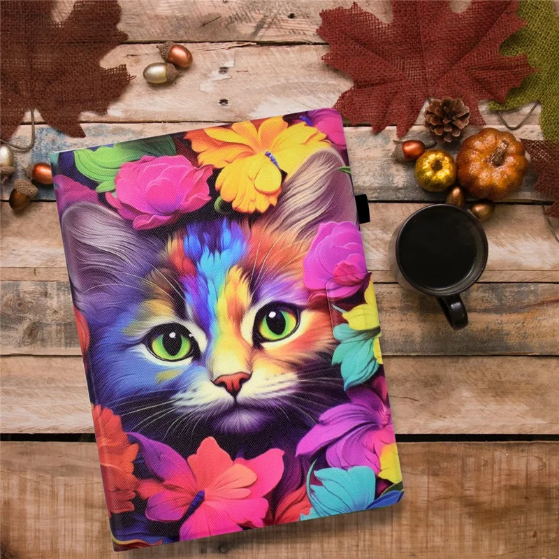 Étui pour Xiaomi Redmi Pad 2 avec Support de Carte et Motif Imprimé - Chat Rose
