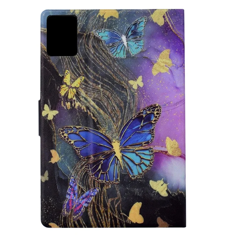 Funda para Lenovo Xiaoxin Pad 11 2025 con Soporte para Tarjetas, Estampado de Mariposas Doradas y Cubierta de Cuero