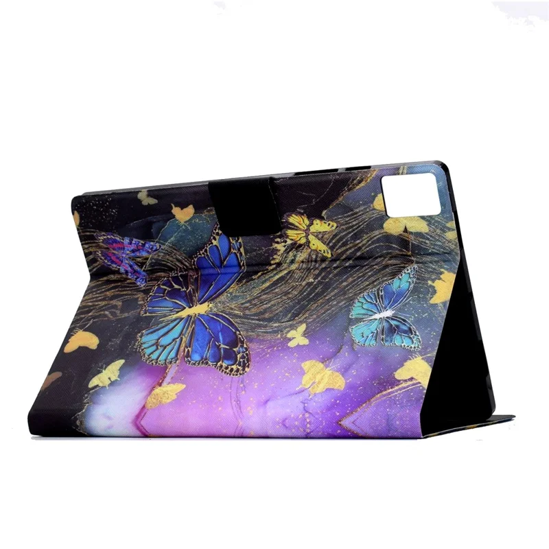 Funda para Lenovo Xiaoxin Pad 11 2025 con Soporte para Tarjetas, Estampado de Mariposas Doradas y Cubierta de Cuero