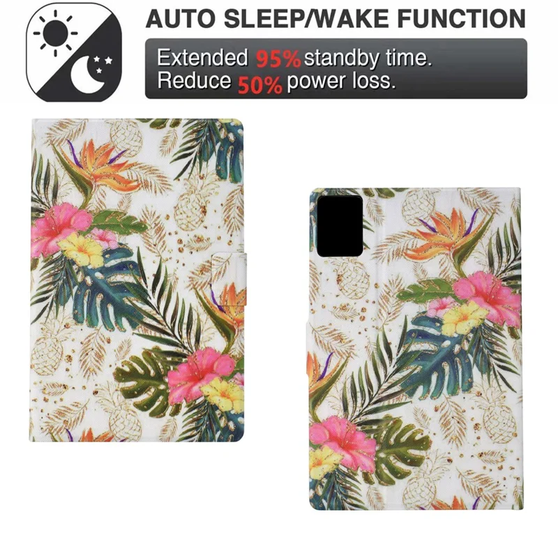 For Lenovo Xiaoxin Pad 11 2025 Case Card Holder Pattern Print Leather Cover - Golden Pineapple