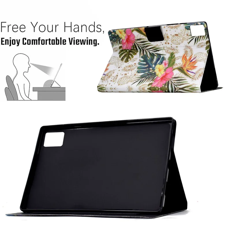 For Lenovo Xiaoxin Pad 11 2025 Case Card Holder Pattern Print Leather Cover - Golden Pineapple