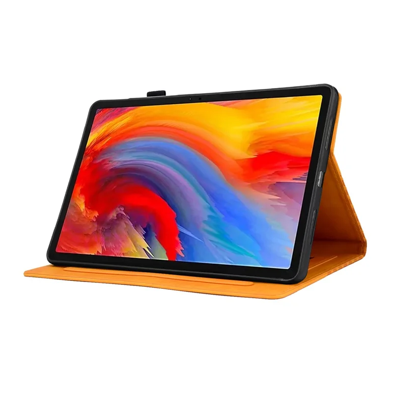 Pour Lenovo Xiaoxin Pad 11 2025 Étui avec Emplacements pour Cartes Motif Bloqué Housse en Cuir - Kaki