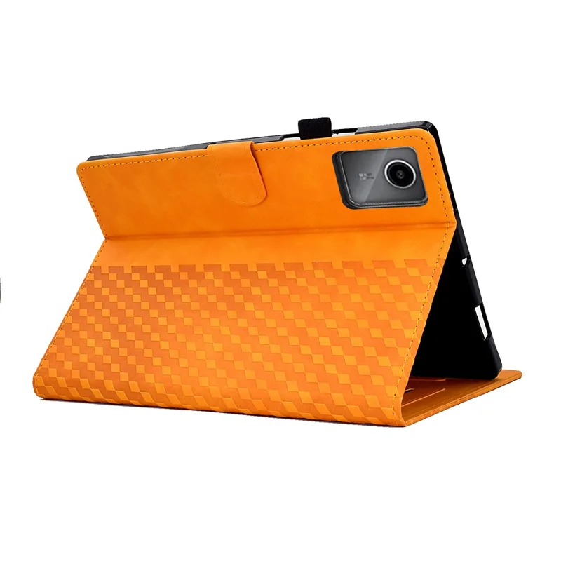 Pour Lenovo Xiaoxin Pad 11 2025 Étui avec Emplacements pour Cartes Motif Bloqué Housse en Cuir - Kaki