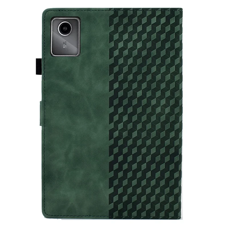 For Lenovo Xiaoxin Pad 11 2025 Case Card Slots Block Pattern Leather Cover - Green
