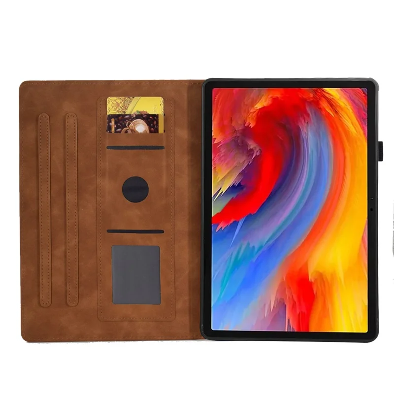 For Lenovo Xiaoxin Pad 11 2025 Case Flower Butterfly Imprinted Card Slots Leather Cover - Brown