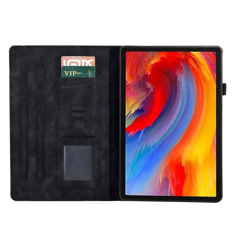 For Lenovo Xiaoxin Pad 11 2025 Leather Case Tree Pattern Card Slots Stand Cover - Black
