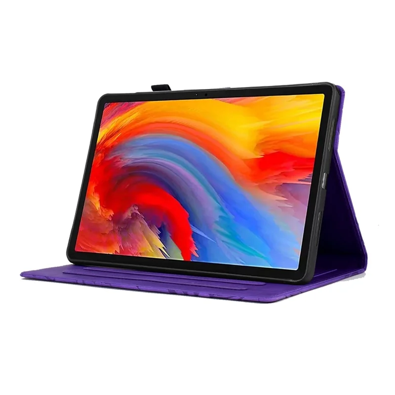 Lederen hoes met boompatroon voor Lenovo Xiaoxin Pad 11 2025 met kaartslots en standaard - Paars