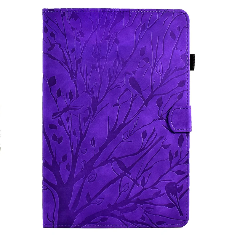 Lederen hoes met boompatroon voor Lenovo Xiaoxin Pad 11 2025 met kaartslots en standaard - Paars