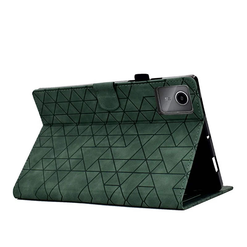 For Lenovo Xiaoxin Pad 11 2025 Case Card Slots Stand Rhombus Auto Wake / Sleep Leather Cover - Green