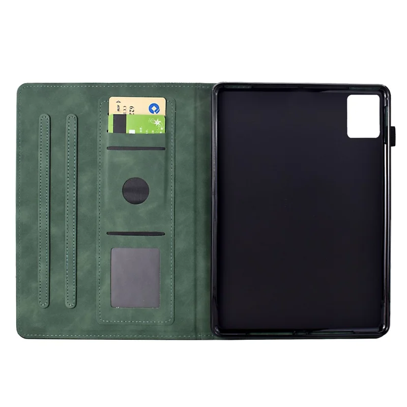Funda para Lenovo Xiaoxin Pad 11 2025 con Estampado de Gatos en Cuero PU con Ranuras para Tarjetas - Verde