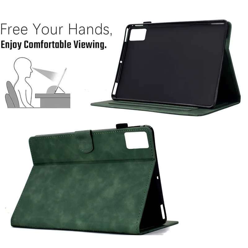 Funda para Lenovo Xiaoxin Pad 11 2025 con Estampado de Gatos en Cuero PU con Ranuras para Tarjetas - Verde