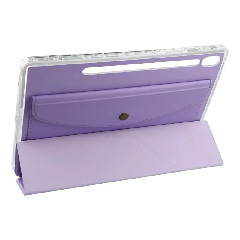 Capa para Samsung Galaxy Tab S9 (X710, X716B, X718U) / Tab S9 FE (X510, X516B) Estojo Origami com Suporte e Carteira em Couro PU com Compartimento para Caneta - Roxo
