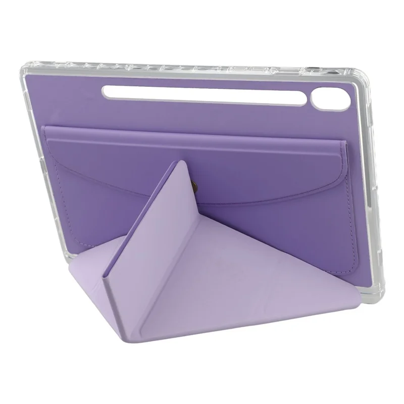 Capa para Samsung Galaxy Tab S9 (X710, X716B, X718U) / Tab S9 FE (X510, X516B) Estojo Origami com Suporte e Carteira em Couro PU com Compartimento para Caneta - Roxo