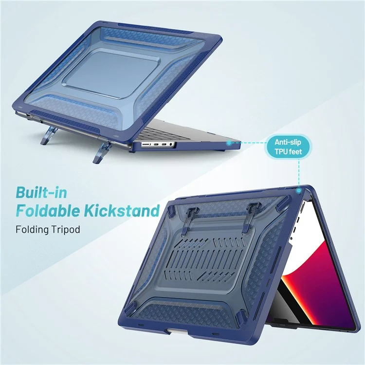 Laptop Case for MacBook Pro 14 inch (2024) (2023) (2021) (A2442 M1 Pro / M1 Max) PC Front and Back Cover - Sapphire