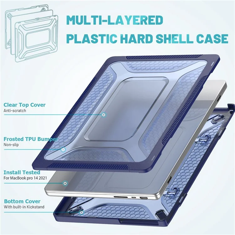 Laptop Case for MacBook Pro 14 inch (2024) (2023) (2021) (A2442 M1 Pro / M1 Max) PC Front and Back Cover - Sapphire