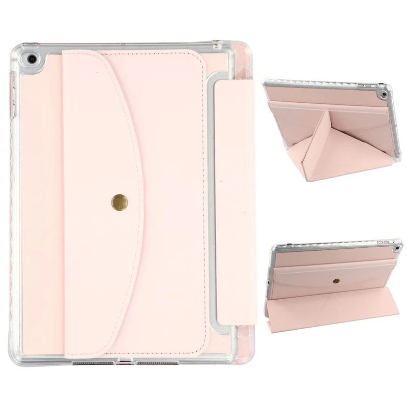 Intelligente Tablet-Hülle für iPad 9,7 Zoll (2018) / (2017) / Air 2 / Air (2013) Origami-Ständer Geldbörse Kunstledercover mit Stiftfach - Pink