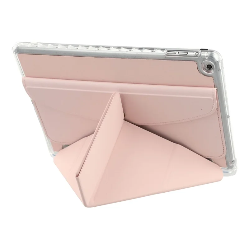 Intelligente Tablet-Hülle für iPad 9,7 Zoll (2018) / (2017) / Air 2 / Air (2013) Origami-Ständer Geldbörse Kunstledercover mit Stiftfach - Pink