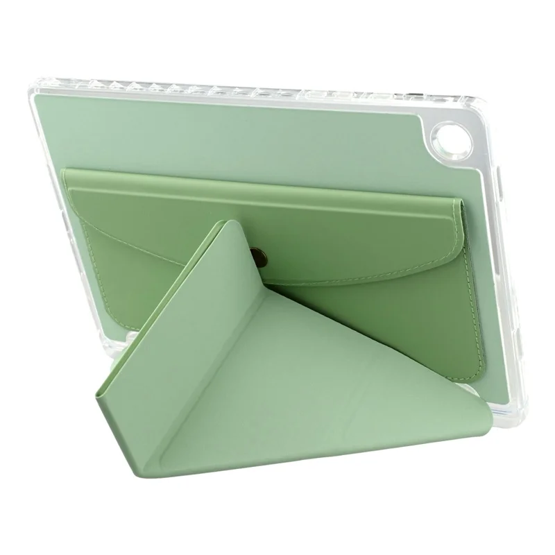 For Samsung Galaxy Tab A9+ Case Origami Stand Wallet PU Leather Smart Tablet Cover with Pencil Slot - Green