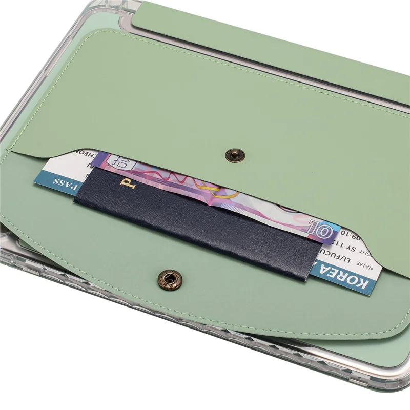 For Samsung Galaxy Tab A9+ Case Origami Stand Wallet PU Leather Smart Tablet Cover with Pencil Slot - Green