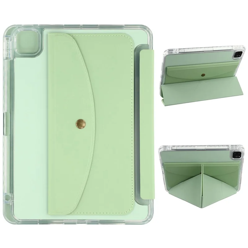 Intelligente Tablet-Hülle für iPad Pro 12.9 (2022) / (2021) / (2020) Origami Ständer Brieftasche PU-Leder Hülle mit Stiftfach - Grün