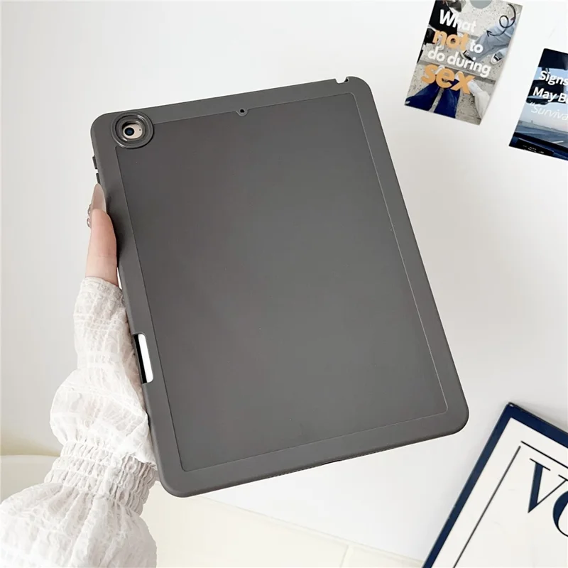 Tablet Case For iPad 9.7-inch (2018)  /  (2017)  /  Air 2 Shockproof Soft TPU Cover with Pencil Holder - Grey