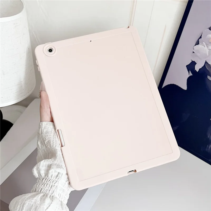 Tablet Case For iPad 10.2 (2021)  /  (2020)  /  (2019) Shockproof Soft TPU Cover with Pencil Holder - Pink