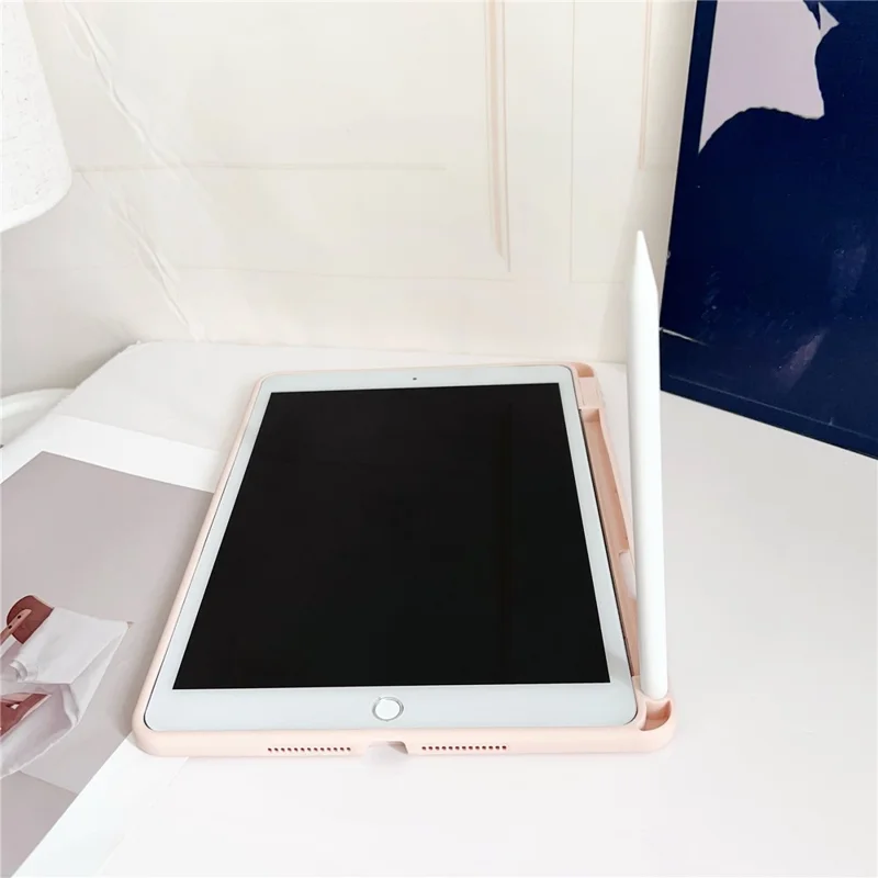 Tablet Case For iPad 10.2 (2021)  /  (2020)  /  (2019) Shockproof Soft TPU Cover with Pencil Holder - Pink