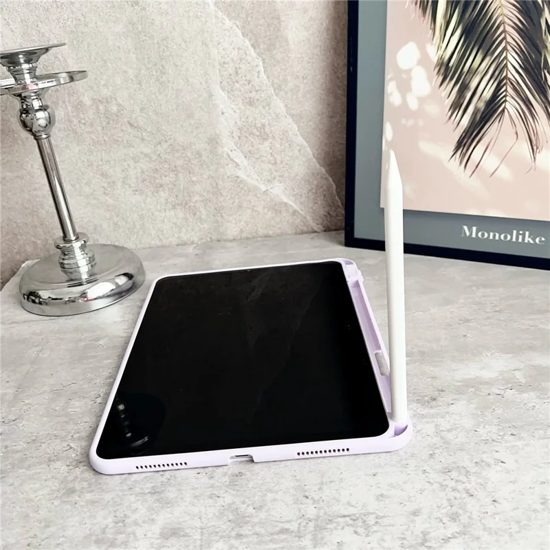 For iPad Air 11 (2025)  /  (2024) Case Shockproof Soft TPU Tablet Cover with Pencil Holder - Purple
