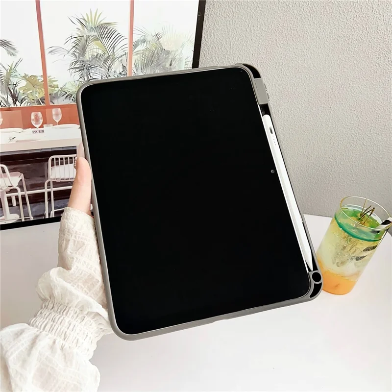 Capa para iPad (2025) / 10,9 (2022) à Prova de Choque em TPU Macio com Suporte para Lápis - Cinza