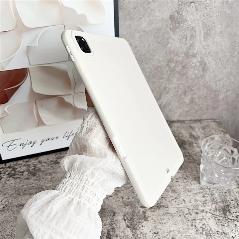 Tablet Case For iPad Pro 11 (2022)  /  (2021)  /  (2020) Shockproof Soft TPU Cover with Pencil Holder - White