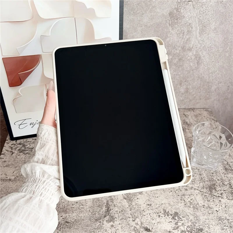 Tablet Case For iPad Pro 11 (2022)  /  (2021)  /  (2020) Shockproof Soft TPU Cover with Pencil Holder - White