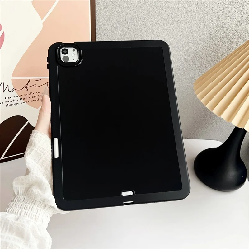 For iPad Pro 11 (2025) / 11 (2024) Case Shockproof Soft TPU Tablet Cover with Pencil Holder - Black