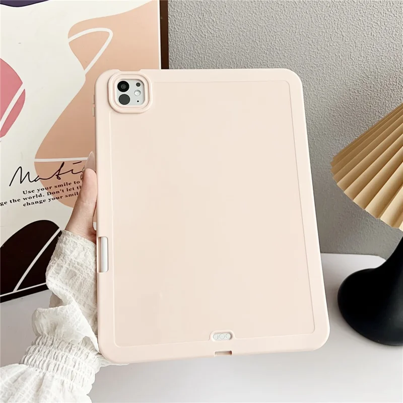 Funda para iPad Pro 11 (2024) Antigolpes de TPU Suave con Soporte para Lápiz - Rosa