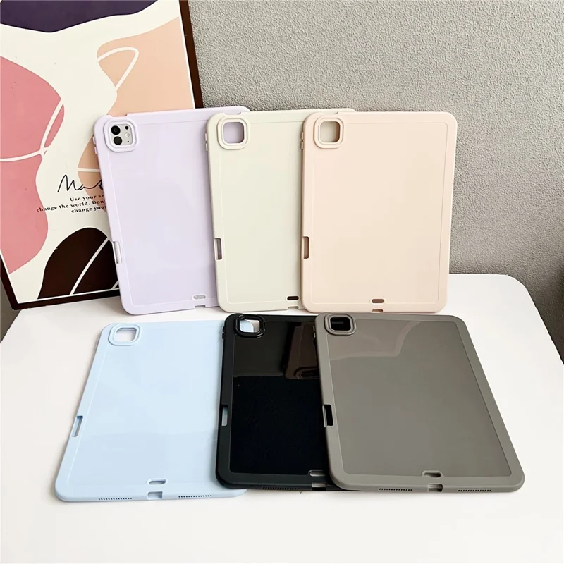Funda para iPad Pro 11 (2024) Antigolpes de TPU Suave con Soporte para Lápiz - Rosa