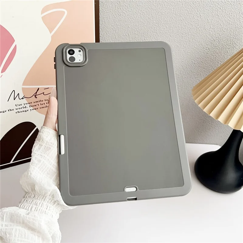 For iPad Pro 11 (2025) / 11 (2024) Case Shockproof Soft TPU Tablet Cover with Pencil Holder - Grey