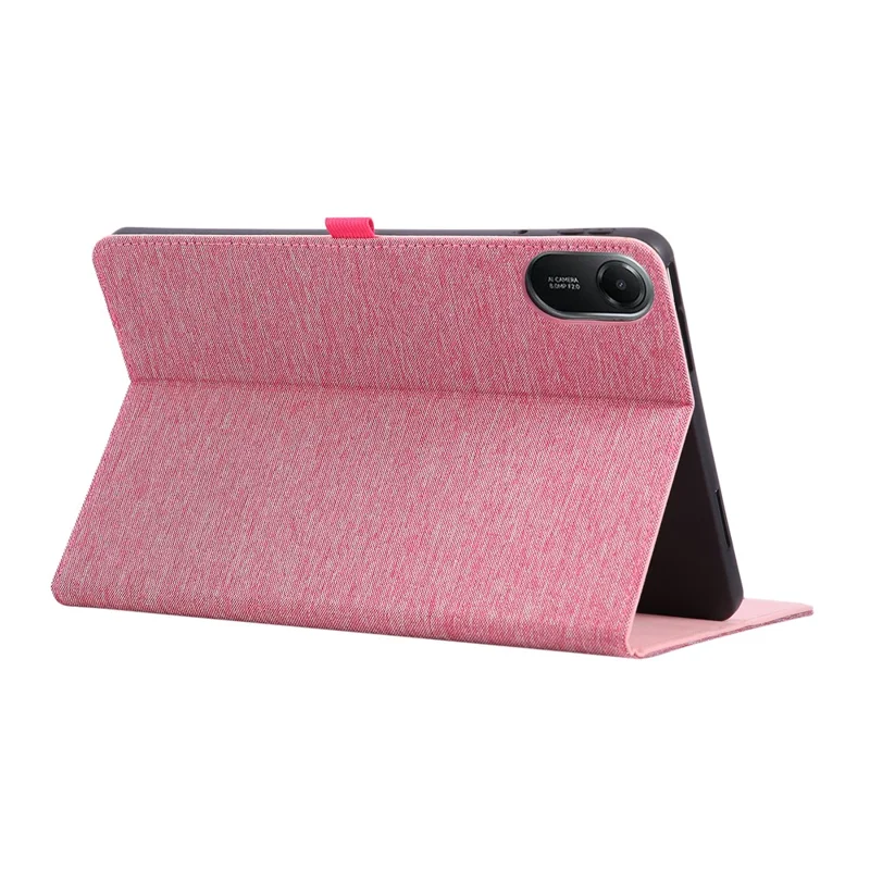 Étui pour Xiaomi Redmi Pad 2 avec Support, Porte-Carte, Texture Tissu, Housse de Tablette en Cuir - Rose