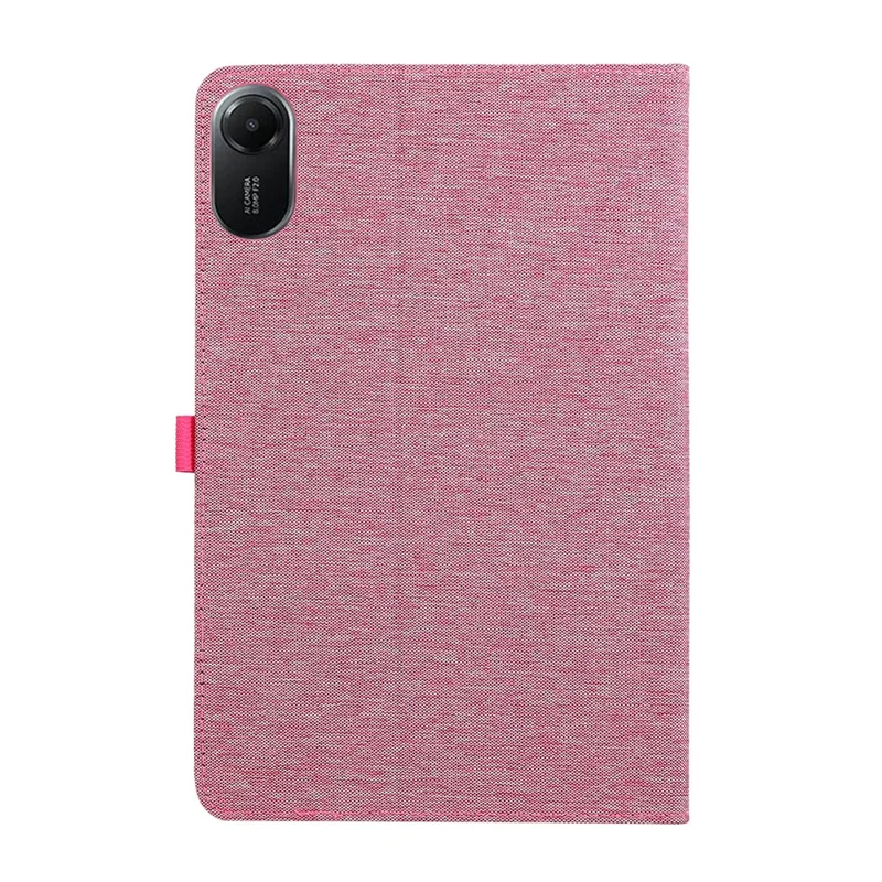 Étui pour Xiaomi Redmi Pad 2 avec Support, Porte-Carte, Texture Tissu, Housse de Tablette en Cuir - Rose