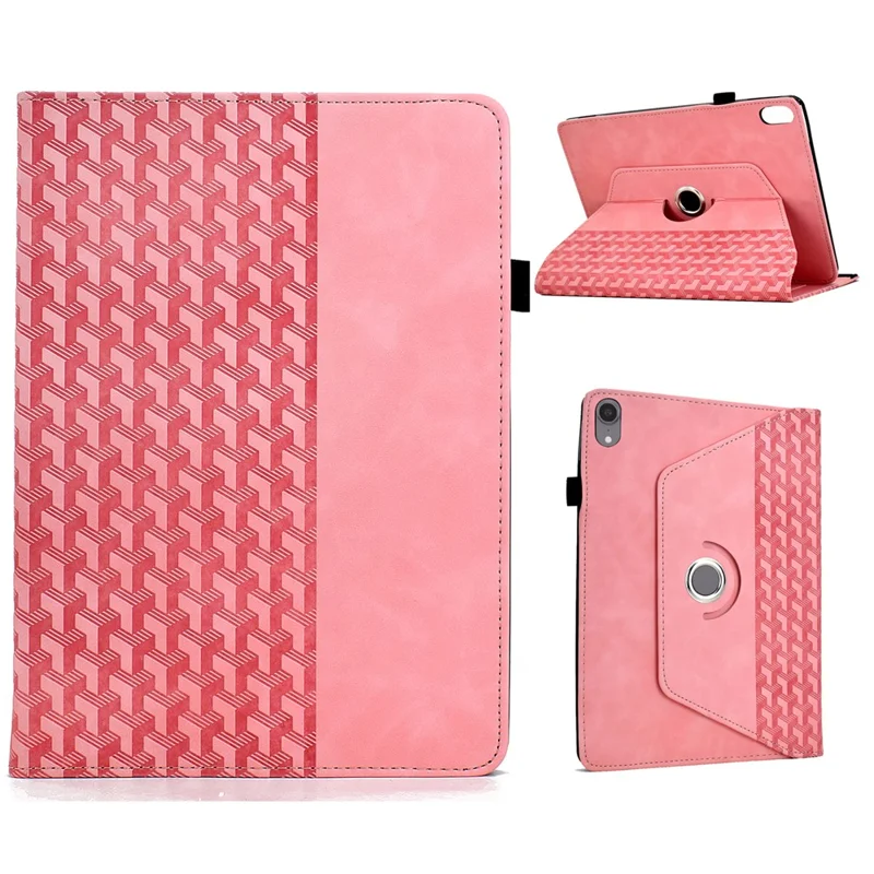 For iPad mini (2024)  /  (2021) Case Rotating Stand Building Block Imprinted Leather Tablet Cover - Pink