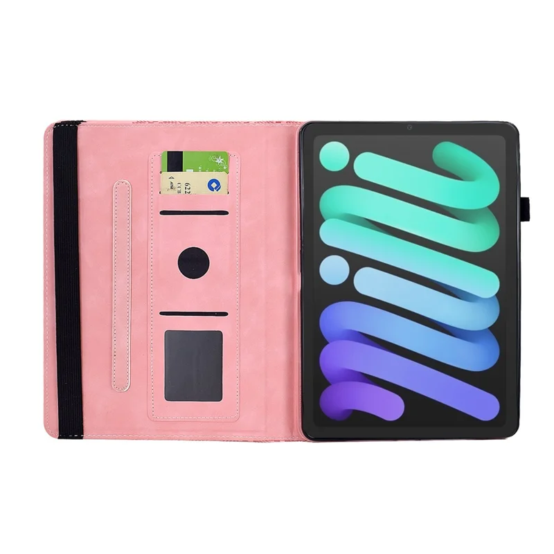 For iPad mini (2024)  /  (2021) Case Rotating Stand Building Block Imprinted Leather Tablet Cover - Pink