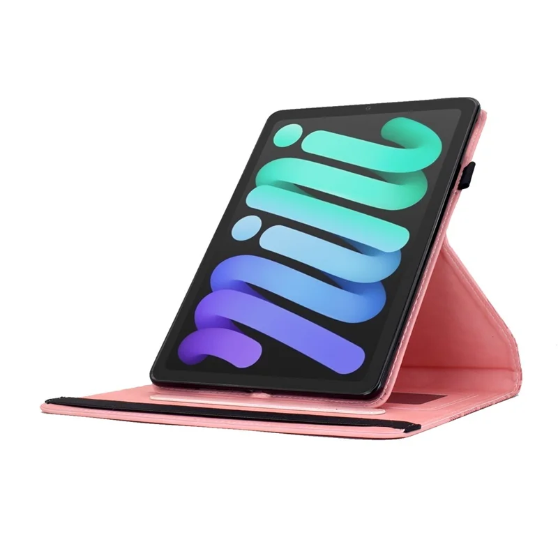 For iPad mini (2024)  /  (2021) Case Rotating Stand Building Block Imprinted Leather Tablet Cover - Pink