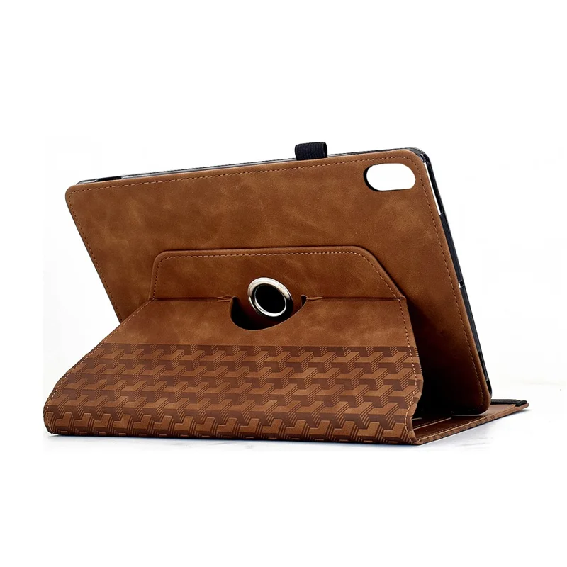 For iPad mini (2024)  /  (2021) Case Rotating Stand Building Block Imprinted Leather Tablet Cover - Brown