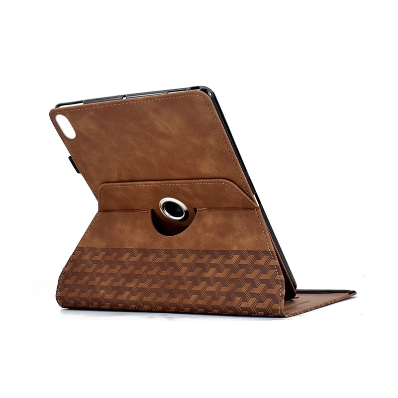 For iPad mini (2024)  /  (2021) Case Rotating Stand Building Block Imprinted Leather Tablet Cover - Brown