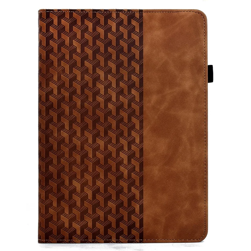 For iPad mini (2024)  /  (2021) Case Rotating Stand Building Block Imprinted Leather Tablet Cover - Brown