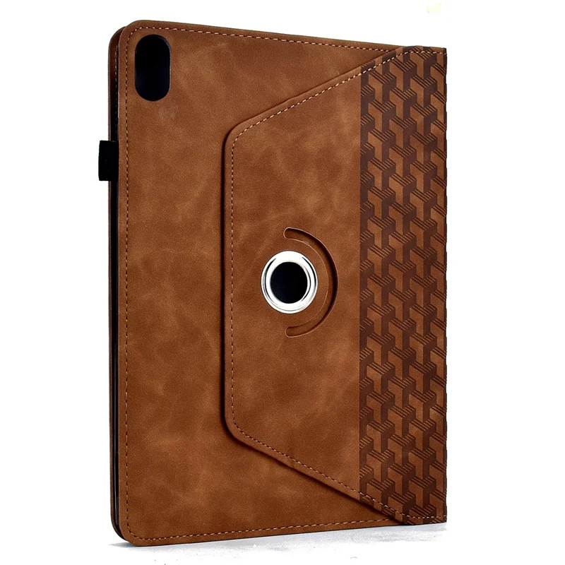 For iPad mini (2024)  /  (2021) Case Rotating Stand Building Block Imprinted Leather Tablet Cover - Brown