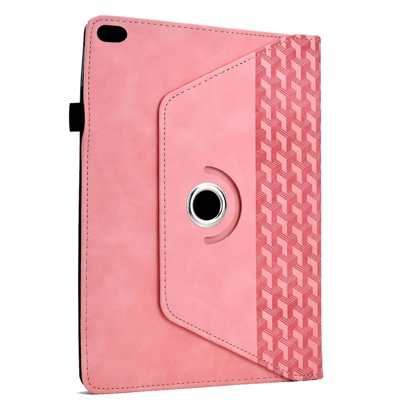 Tablet Case For iPad 9.7-inch (2018)  /  (2017)  /  Air 2  /  Air (2013) Rotating Stand Building Block Imprinted Leather Cover - Pink