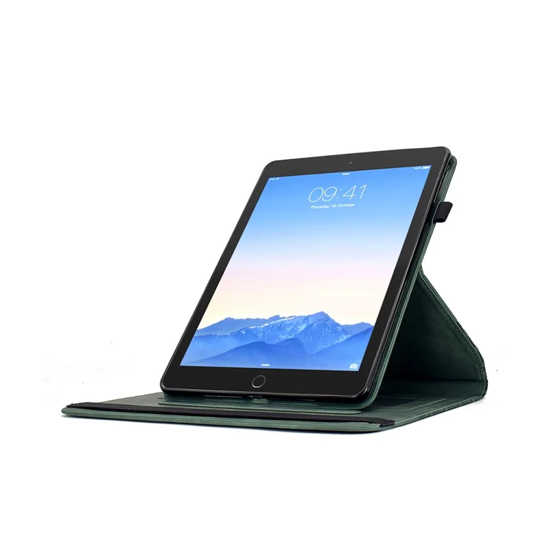 Tablet-Hülle für iPad 9,7 Zoll (2018) / (2017) / Air 2 / Air (2013) Drehbarer Ständer Bausteinprägung Lederabdeckung - Grün