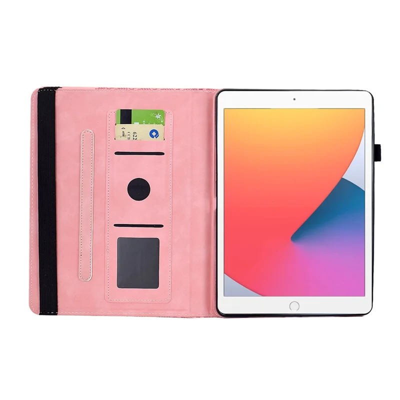 Support de rotation en blocs de construction Étui en cuir imprimé pour iPad 10,2 pouces (2021) / (2020) / (2019) / Air 10,5 pouces (2019) / Pro 10,5 pouces (2017) - Rose